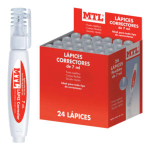 dohe expositor de 24 correctores liquidos tipo lapiz punta metalica para mayor precision rapido secado eficaz cobertura 7 ml