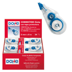 dohe expositor de 24 cintas correctoras aplicacion limpia y precisa rapida cobertura cuerpo de plastico transparente tapa protectora
