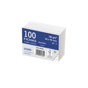 dohe fichas de cartulina offset blanca de 180g 100x200mm rayadas paquete de 100 fichas