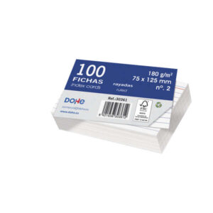 dohe fichas de cartulina offset blanca de 180g 100x150mm rayadas paquete de 100 fichas