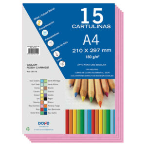 dohe pack de 15 cartulinas a4 de 180gr con ph neutro libres de cloro elemental color rosa