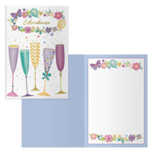 dohe pack de 6 tarjetas de felicitacion 11.5x17cm impresion a todo color estampaciones con pelicula de color estampacion en seco papel offset blanco de 300gr incluye sobre de color