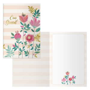 dohe pack de 6 tarjetas de felicitacion 11.5x17cm impresion a todo color estampaciones con pelicula de color estampacion en seco papel offset blanco de 300gr incluye sobre de color