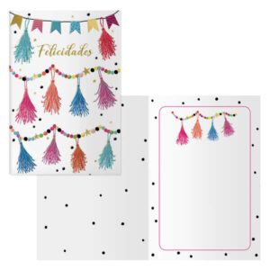 dohe pack de 6 tarjetas de felicitacion de cumpleaños 11.5x17cm impresas a todo color estampaciones con pelicula de color estampacion en seco papel offset blanco de 300 gr