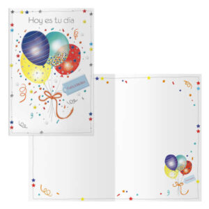 dohe pack de 6 tarjetas de felicitacion de cumpleaños 11.5x17cm impresas a todo color estampaciones con pelicula de color estampacion en seco papel offset blanco de 300gr incluye sobre de color