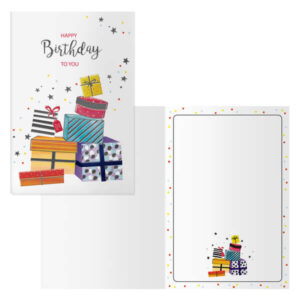 dohe pack de 6 tarjetas de felicitacion de cumpleaños 11.5x17cm impresion a todo color estampaciones con pelicula de color estampacion en seco papel offset blanco de 300gr incluye sobre de color