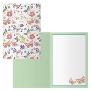 dohe pack de 6 tarjetas de felicitacion de cumpleaños 11.5x17cm impresion a todo color estampaciones con pelicula de color estampacion en seco papel offset blanco de 300gr incluye sobre de color