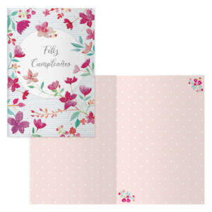 dohe pack de 6 tarjetas de felicitacion de cumpleaños 11.5x17cm impresion a todo color estampaciones con pelicula de color estampacion en seco papel offset blanco de 300gr incluye sobre de color