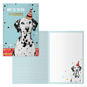 dohe pack de 6 tarjetas de felicitacion de cumpleaños 11.5x17cm impresion a todo color estampaciones con pelicula de color estampacion en seco papel offset blanco de 300gr incluye sobre de color