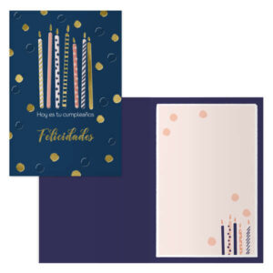 dohe pack de 6 tarjetas de felicitacion de cumpleaños 11.5x17cm impresion a todo color estampaciones con pelicula de color estampacion en seco papel offset blanco de 300gr incluye sobre de color