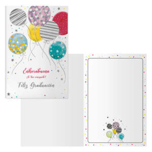 dohe pack de 6 tarjetas de felicitacion de graduacion 11.5x17cm impresion a todo color estampaciones con pelicula de color estampacion en seco papel offset blanco de 300gr incluye sobre de color