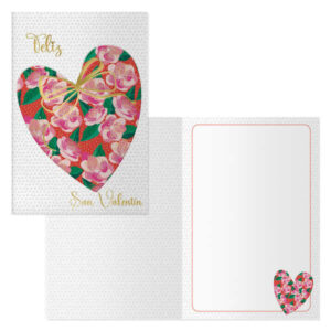 dohe pack de 6 tarjetas de felicitacion de san valentin 11.5x17cm impresas a todo color estampaciones con pelicula de color estampacion en seco papel offset blanco de 300gr incluye sobre de color