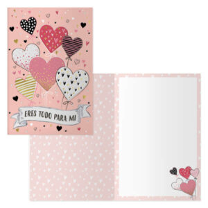 dohe pack de 6 tarjetas de felicitacion de san valentin 11.5x17cm impresas a todo color estampaciones con pelicula de color estampacion en seco papel offset blanco de 300gr incluye sobre de color