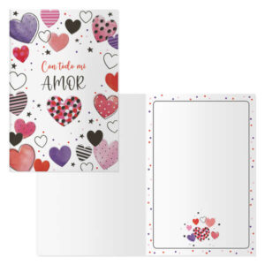 dohe pack de 6 tarjetas de felicitacion de san valentin 11.5x17cm impresas a todo color estampaciones con pelicula de color estampacion en seco papel offset blanco de 300gr incluye sobre de color