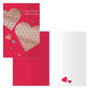 dohe pack de 6 tarjetas de felicitacion de san valentin 11.5x17cm impresas a todo color estampaciones con pelicula de color estampacion en seco papel offset blanco de 300gr incluye sobre de color