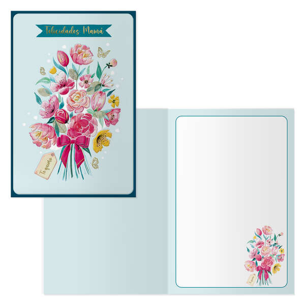 dohe pack de 6 tarjetas de felicitacion dia de la madre 11.5x17cm impresas a todo color estampaciones con pelicula de color estampacion en seco papel offset blanco de 300gr incluye sobre de color