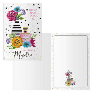 dohe pack de 6 tarjetas de felicitacion dia de la madre 11.5x17cm impresas a todo color estampaciones con pelicula de color estampacion en seco papel offset blanco de 300gr incluye sobre de color