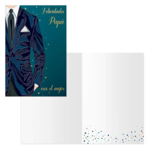 dohe pack de 6 tarjetas de felicitacion dia del padre 11.5x17cm impresion a todo color estampaciones con pelicula de color estampacion en seco papel offset blanco de 300gr incluye sobre de color