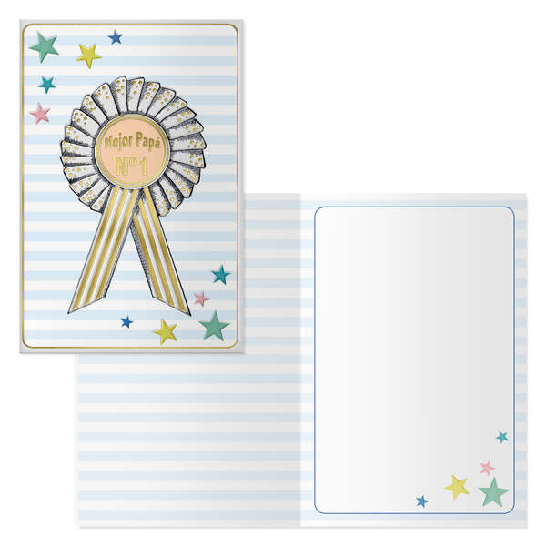 dohe pack de 6 tarjetas de felicitacion dia del padre 11.5x17cm impresion a todo color estampaciones con pelicula de color papel offset blanco de 300gr incluye sobre de color