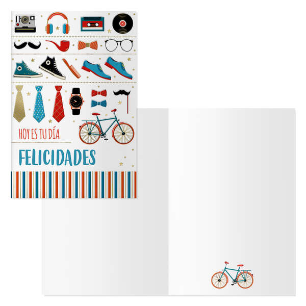 dohe pack de 6 tarjetas de felicitacion dia del padre 11.5x17cm impresion a todo color estampaciones con pelicula de color papel offset blanco de 300gr incluye sobre de color