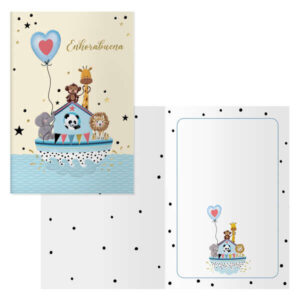 dohe arca pack de 6 tarjetas de felicitacion para nacimientos 11.5x17cm impresas a todo color estampaciones con pelicula de color estampacion en seco papel offset blanco de 300gr incluye sobre de color