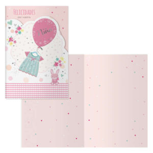dohe conejo pack de 6 tarjetas de felicitacion para nacimientos 11.5x17cm impresas a todo color estampaciones con pelicula de color estampacion en seco papel offset blanco de 300gr incluye sobre de color