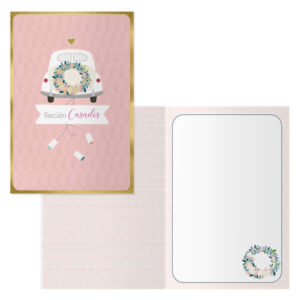 dohe casados pack de 6 tarjetas de felicitacion de boda 11.5x17cm impresas a todo color estampaciones con pelicula de color estampacion en seco papel offset blanco de 300gr incluye sobre de color
