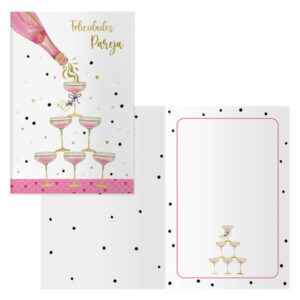 dohe copas pack de 6 tarjetas de felicitacion de boda 11.5x17cm impresas a todo color estampaciones con pelicula de color estampacion en seco papel offset blanco de 300gr incluye sobre de color