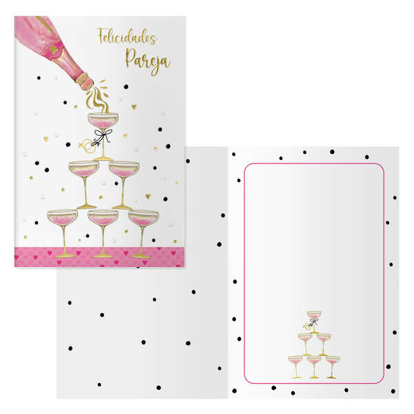 dohe copas pack de 6 tarjetas de felicitacion de boda 11.5x17cm impresas a todo color estampaciones con pelicula de color estampacion en seco papel offset blanco de 300gr incluye sobre de color