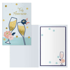 dohe brindis pack de 6 tarjetas de felicitacion de aniversario 11.5x17cm impresas a todo color estampaciones con pelicula de color papel offset blanco de 300gr incluye sobre de color
