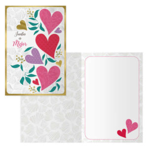 dohe juntos pack de 6 tarjetas de felicitacion para parejas 11.5x17cm impresion a todo color estampaciones con pelicula de color estampacion en seco papel offset blanco de 300gr incluye sobre de color