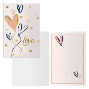 dohe hearts pack de 6 tarjetas de felicitacion para parejas 11.5x17cm impresion a todo color estampaciones con pelicula de color estampacion en seco papel offset blanco de 300gr incluye sobre de color