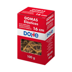 dohe goma de borrar resistente longitud 16mm fabricada en latex de gran elasticidad caja de 100gr