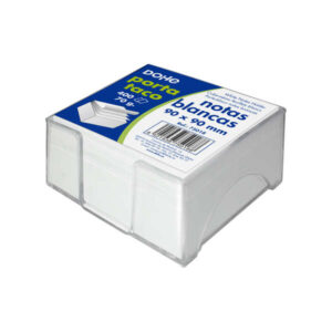 dohe soporte de sobremesa con bloque de notas 90x90mm papel blanco de 70g fabricado en plastico inyectado transparente