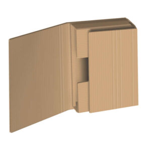 dohe estuche de envio automontable de embalaje carton marron de canal solapas ajustables multiples pliegues para adaptar tamaño resistente y practico