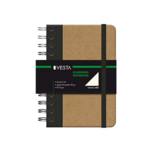 dohe cuaderno cartone con puntas redondeadas tapa en tres piezas encuadernacion doble espiral negro 96 hojas de papel ahuesado cierre de gomas