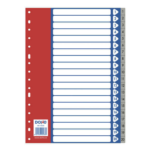 dohe separadores para archivadores y carpetas de anillas 120 micras multitaladro de 16 perforaciones bolsa autoadhesiva individual