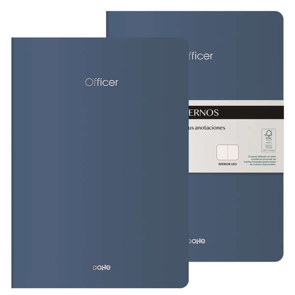 dohe officer cuaderno notebook a4 40 hojas lisas papel ahuesado 90 g/m2 tapa en cartulina 300g/m2 color azul