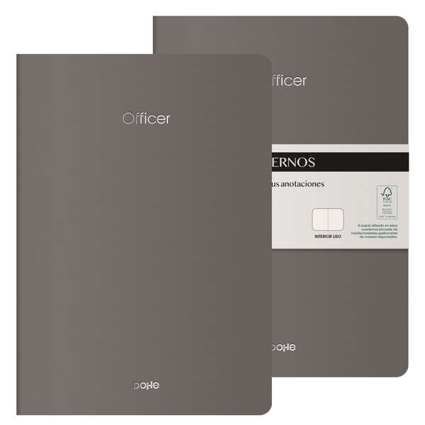 dohe officer cuaderno notebook a4 40 hojas lisas papel ahuesado 90 g/m2 tapa en cartulina 300g/m2 color gris