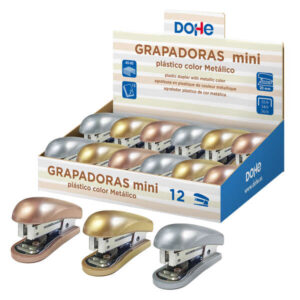 dohe expositor de 12 mini grapadoras de sobremesa materiales plasticos de primera calidad capacidad de grapado hasta 15 hojas admite grapas de 22/6, 24/6 y 26/6