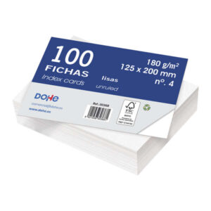 dohe fichas de cartulina offset blanca 180g paquete de 100 unidades lisas
