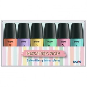 dohe pack de 6 mini marcadores fluorescentes pastel punta biselada con trazo de 1 5 mm colores surtidos