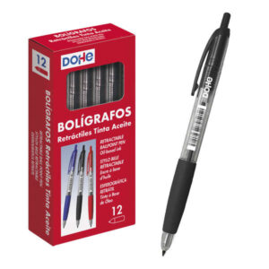 dohe boligrafos retractiles de tinta a base de aceite punta de bola metalica de 1mm trazo de 0.4mm cuerpo transparente