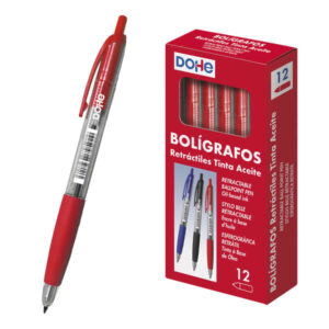dohe boligrafos retractiles de tinta a base de aceite punta de bola metalica de 1mm trazo de 0.4mm cuerpo transparente