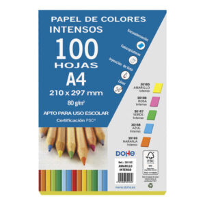 dohe papel multifuncion de 80g apto para fotocopiadoras e impresoras 210x297mm color amarillo
