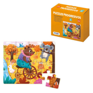 dohe puzzle infantil de 16 piezas tematica animales fabricado en doble capa de carton capa intermedia de contrachapado estimula la imaginacion a partir de 2 años y medio
