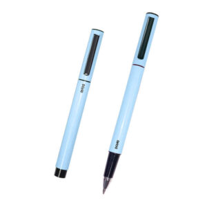 dohe boligrafos elegantes de metal ligero cuerpo ovalado azul ergonomico capucha con clip fabricados en aluminio tinta azul
