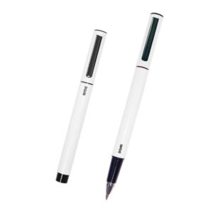 dohe boligrafos elegantes de metal ligero cuerpo ovalado blanco ergonomicos y deslizamiento perfecto capucha con clip fabricados en aluminio tinta azul