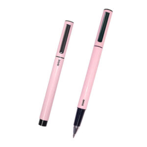 dohe boligrafos elegantes de metal ligero cuerpo ovalado en rosa ergonomicos y deslizamiento perfecto capucha con clip a juego fabricados en aluminio incluye tinta azul