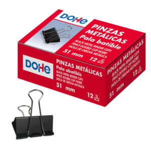 dohe 12 pinzas metalicas sujetapapeles de pala abatible 50mm acero de gran resistencia color negro